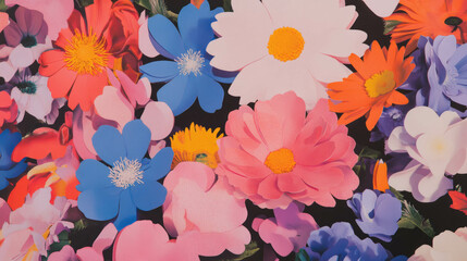 Obraz premium Colorful foam cutout flowers with diverse shapes for decorative design