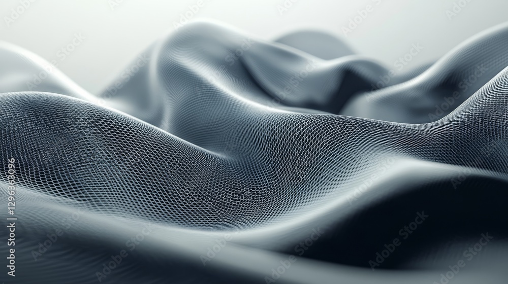Poster soft undulating textured fabric waves with a light gradient background