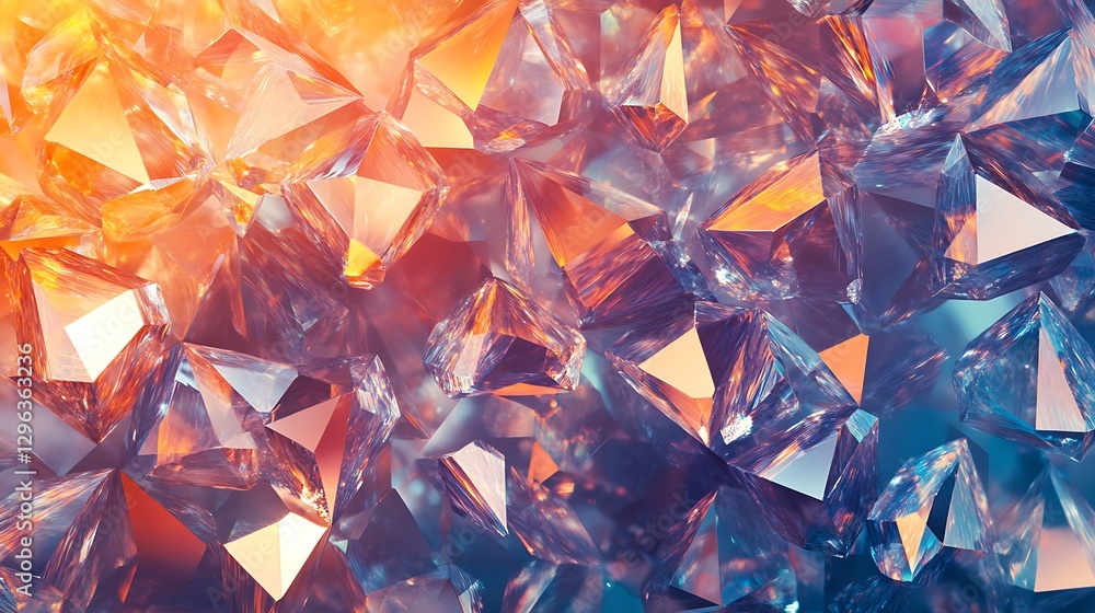 Aufkleber iridescent crystal abstract: a captivating display of geometric precision and dazzling luminosity, f