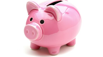 Obraz premium 3d rendering a cute pink piggy bank standing on white background. AI generated image