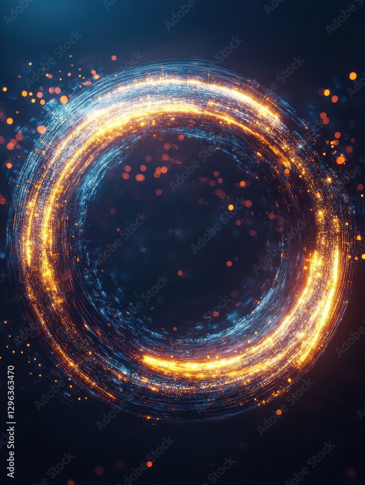 Poster abstract glowing digital circle on dark background. technology and communication concept. 3d renderi