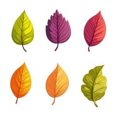 Obraz premium Colorful Collection of Abstract Leaves in Various Shapes and Shades