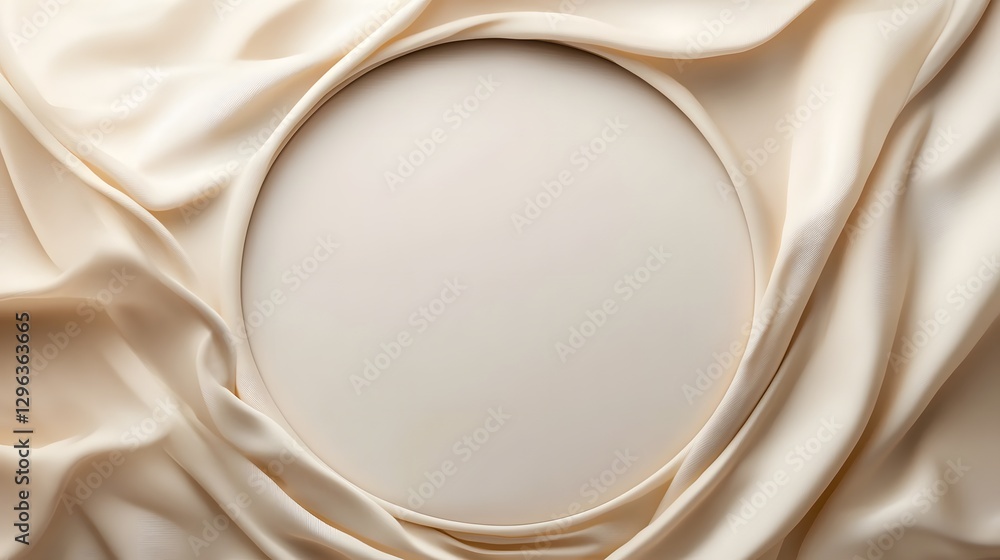 Poster a satin fabric surrounds a circular surface creating a soft design