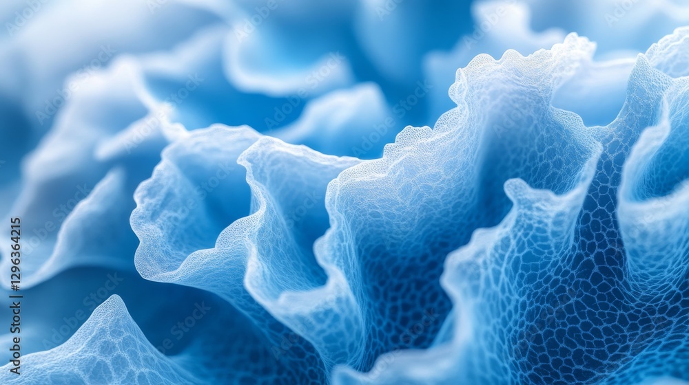 Poster abstract blue forms display intricate textures with flowing shapes
