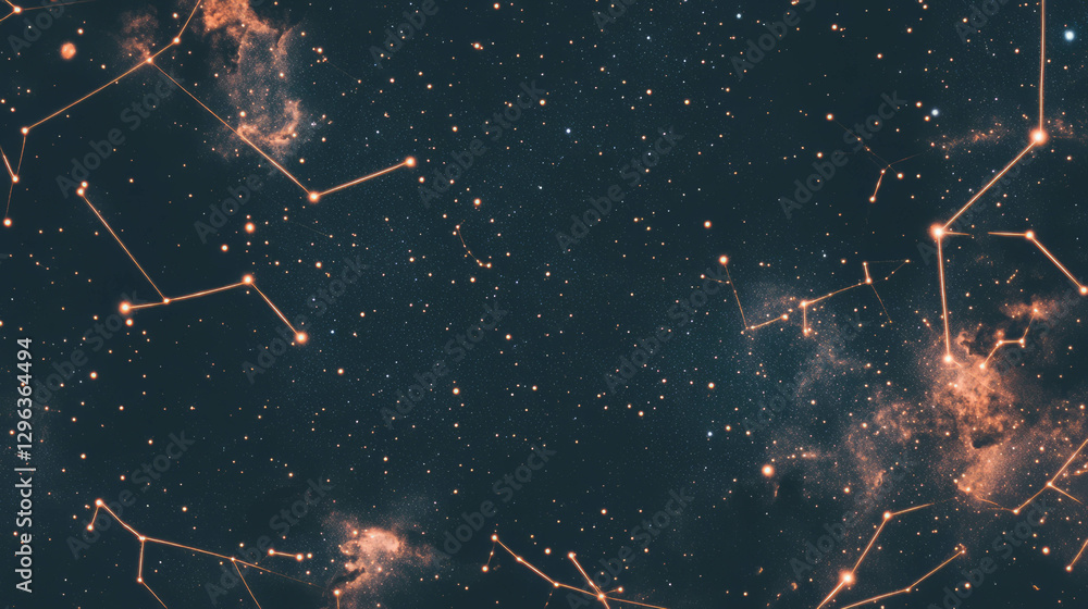 Poster glowing constellations and deep space theme for celestial designs