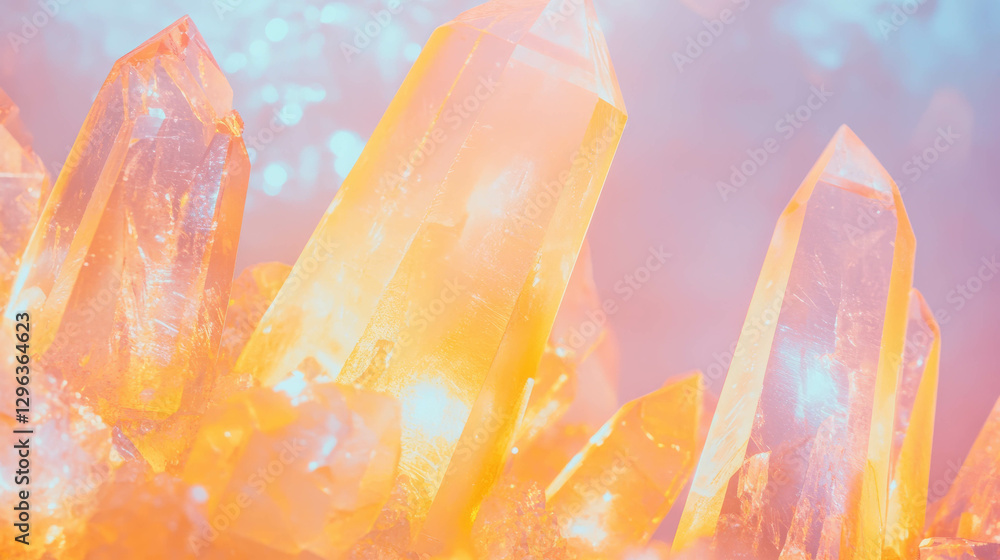 Poster Glowing crystals with sparkling texture for elegant design and decorative background