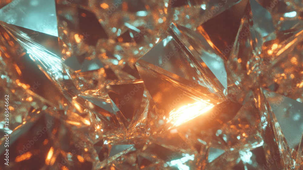 Poster glowing crystal texture with sparkling reflections for background design