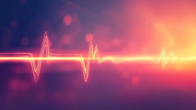 Glowing Minimalist ECG Heartbeat Line in an Ethereal Pastel Gradient Background. Generative AI