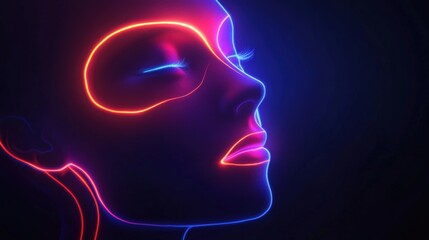 Obraz premium Ultra-minimalist Abstract Face Outline Merging With an Ethereal Digital Void. Generative AI