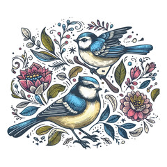 Obraz premium High-quality vector illustration of Bird Illustrtaion With Flowers, perfect for creative design, branding, and digital artwork.