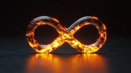 Fiery infinity symbol on dark background