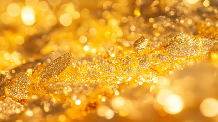 Luxurious gold leaf texture on glittering surface for elegant design