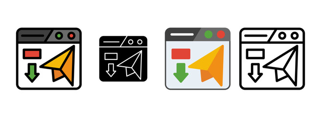 Set of Landing Page Icon Line, Line Filled, Glyph, Flat Icons