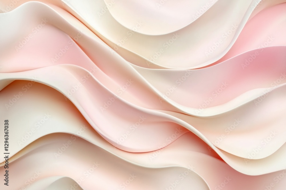 Poster Flowing textures of soft peach and cream in a wavy pattern showcasing gentle gradients and smooth curves. Generative AI