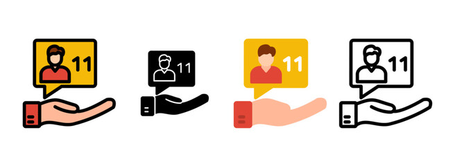 Set of Social Media Follow Icon Line, Line Filled, Glyph, Flat Icons