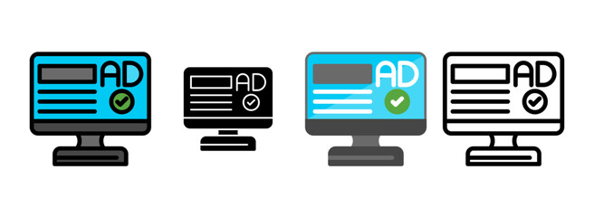 Set of Facebook Ads Icon Line, Line Filled, Glyph, Flat Icons