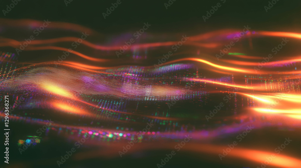 Poster Colorful holographic data streams and flowing patterns for futuristic design