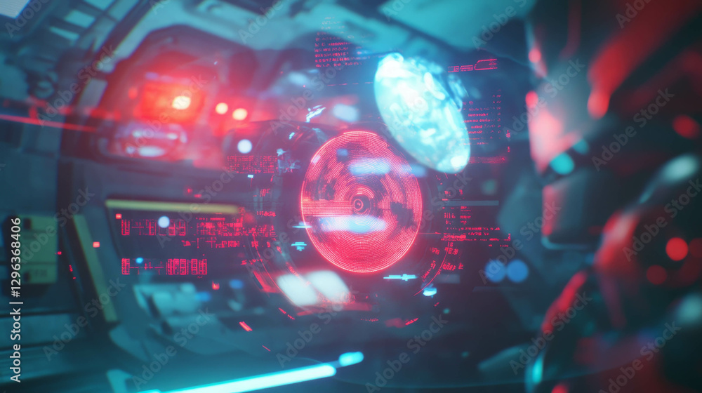 Poster Futuristic holographic displays and digital interface design for technology background