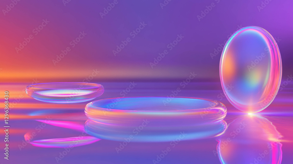 Aufkleber futuristic holographic projections with floating objects for modern design