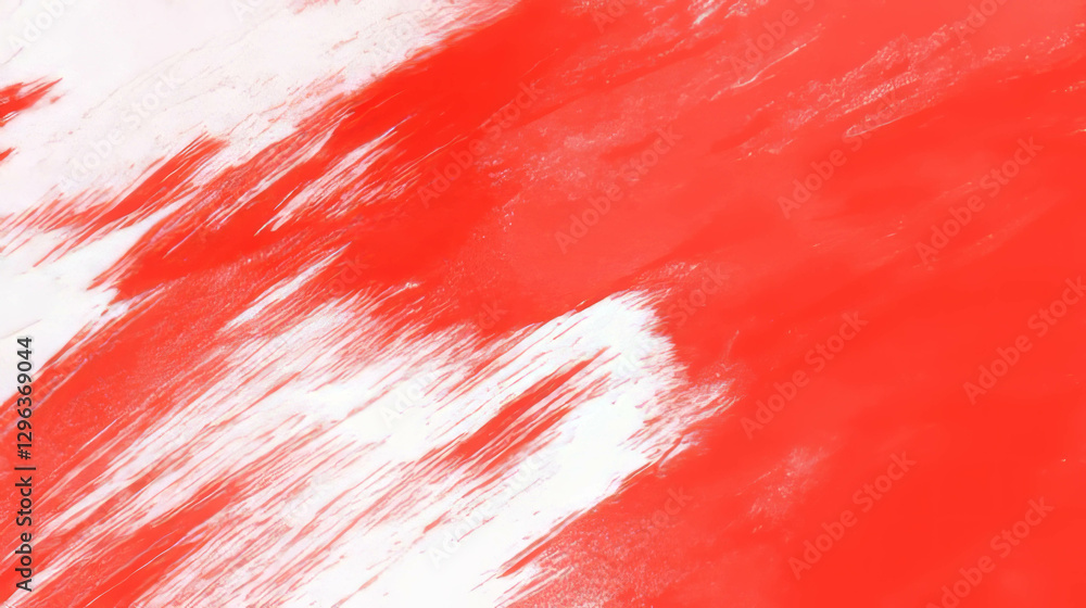 Poster Dynamic red and white ink blot background with dry brush effect for abstract design
