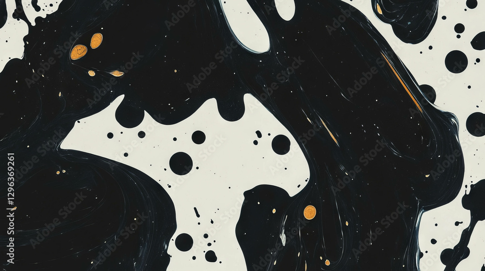 Poster abstract ink blots forming unique shapes for creative design