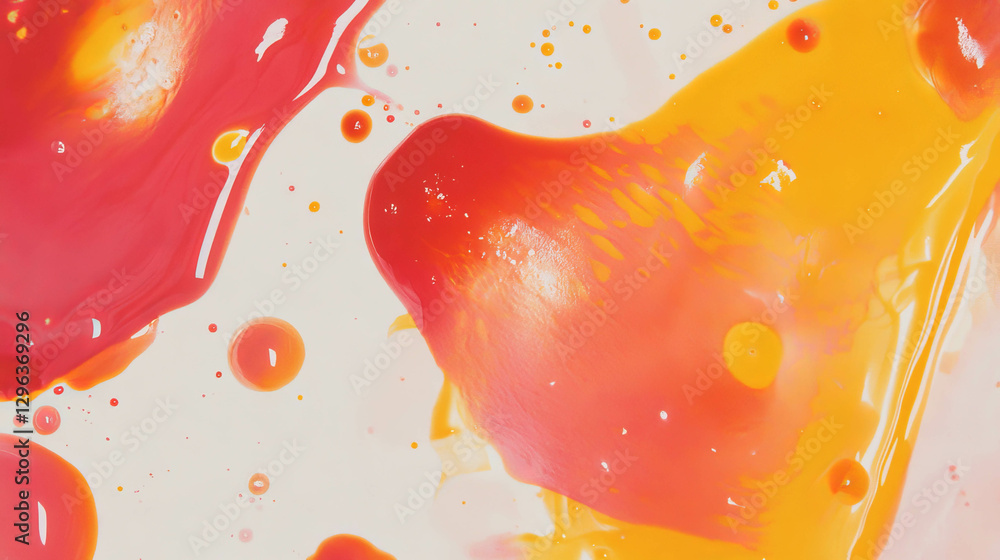 Poster colorful ink blots and textures on light background for creative design projects
