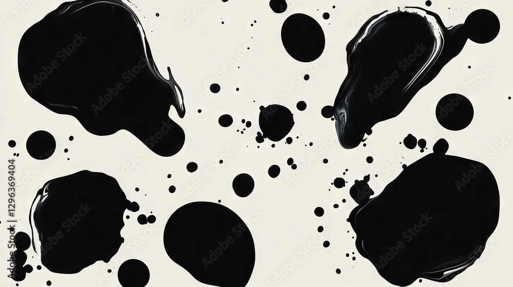 Poster Abstract ink blots creating unique patterns for artistic design concepts