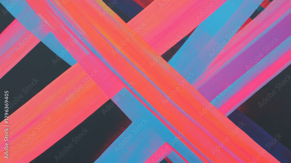 Poster Vibrant intersecting lines in dynamic colors for abstract background design