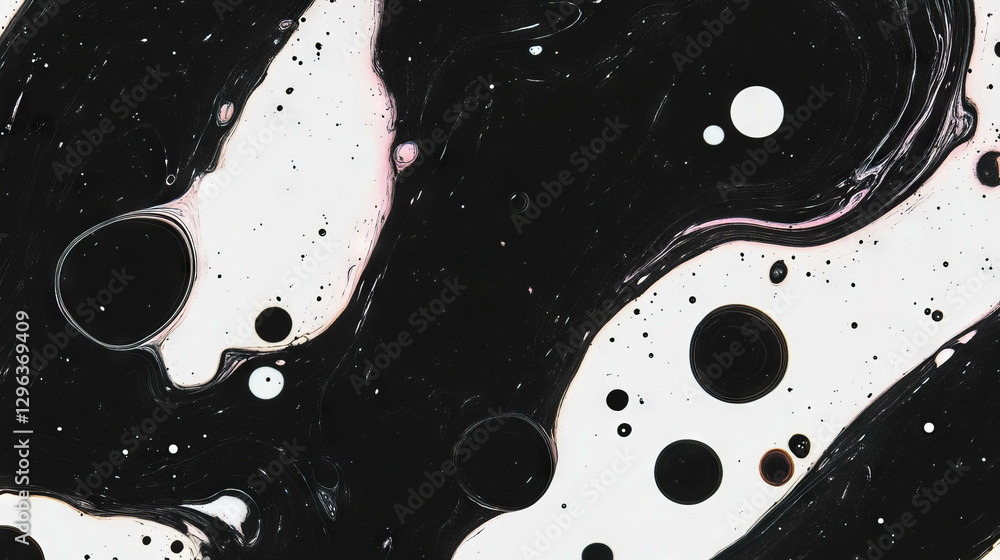 Aufkleber Abstract ink blots background with flowing shapes and circles for creative design