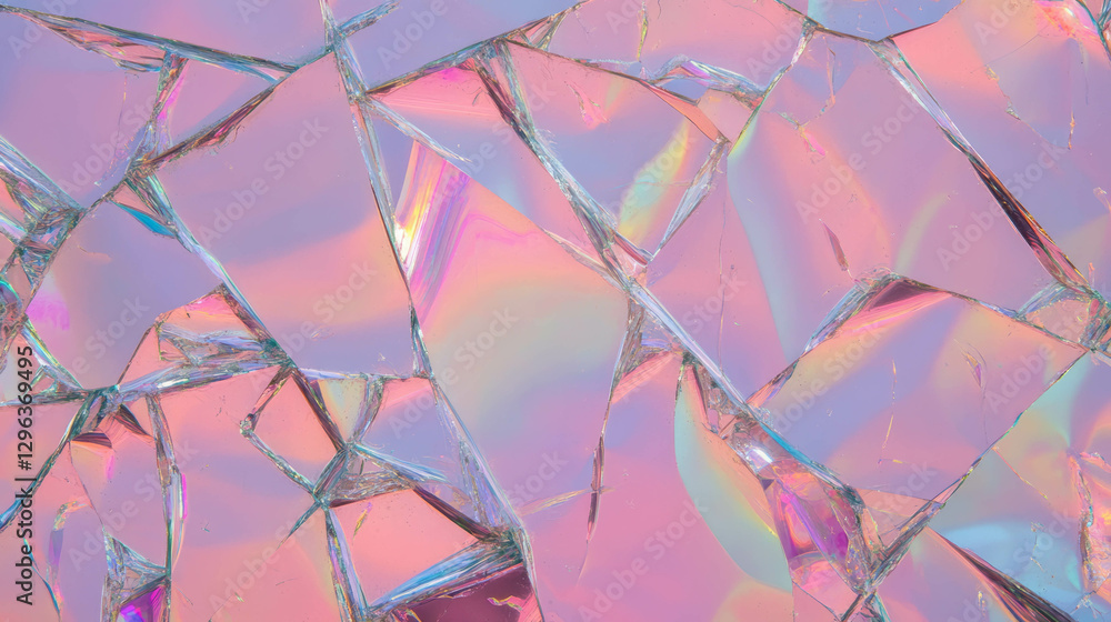 Aufkleber iridescent broken glass background with intertwined patterns for creative designs