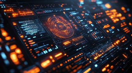 Obraz premium Antivirus Software Interface Glowing on a Computer Screen at Night. Generative AI