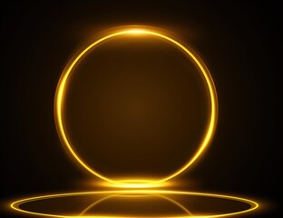 Glowing golden ring on a black background