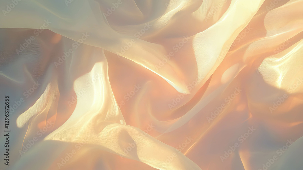 Poster gentle light passing through sheer fabric for elegant and soft background design