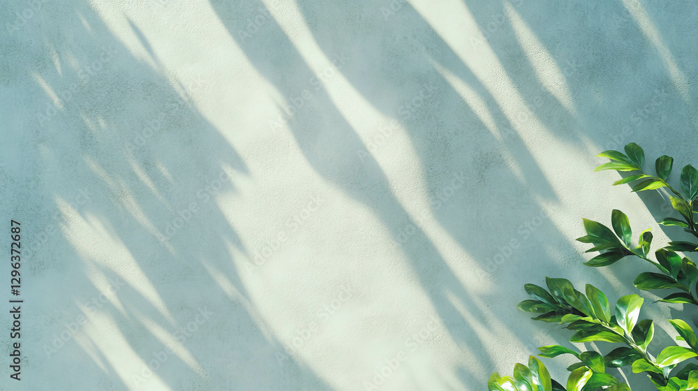 Poster light grey concrete texture with leaf shadows for nature-inspired design