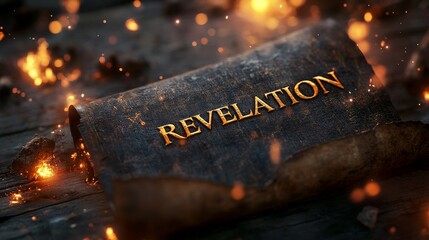 Ancient Scroll with the Word REVELATION in Golden Letters