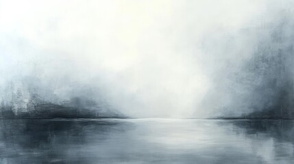A reflective waterscape displays atmospheric qualities of a subdued tone