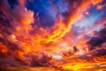 Fototapeta premium Dramatic Sunset Sky with Blurred Clouds - Beautiful Golden Hour Backdrop for Product Photography