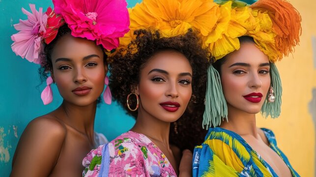 A vibrant celebration of diversity, showcasing women of all colors in their summer beauty, radiating confidence and embracing their natural radiance.
