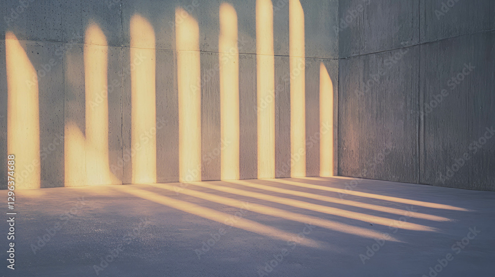 Aufkleber atmospheric light and shadow on concrete wall for design and architecture inspiration