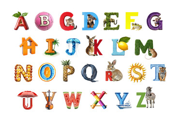 English alphabet, isolated on white background