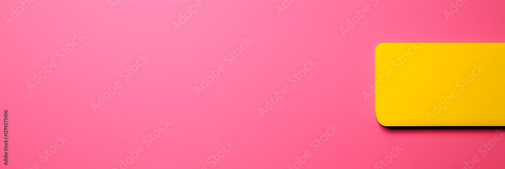 Aufkleber a vibrant pink background features a bright yellow rectangular object in the corner, creating a stri