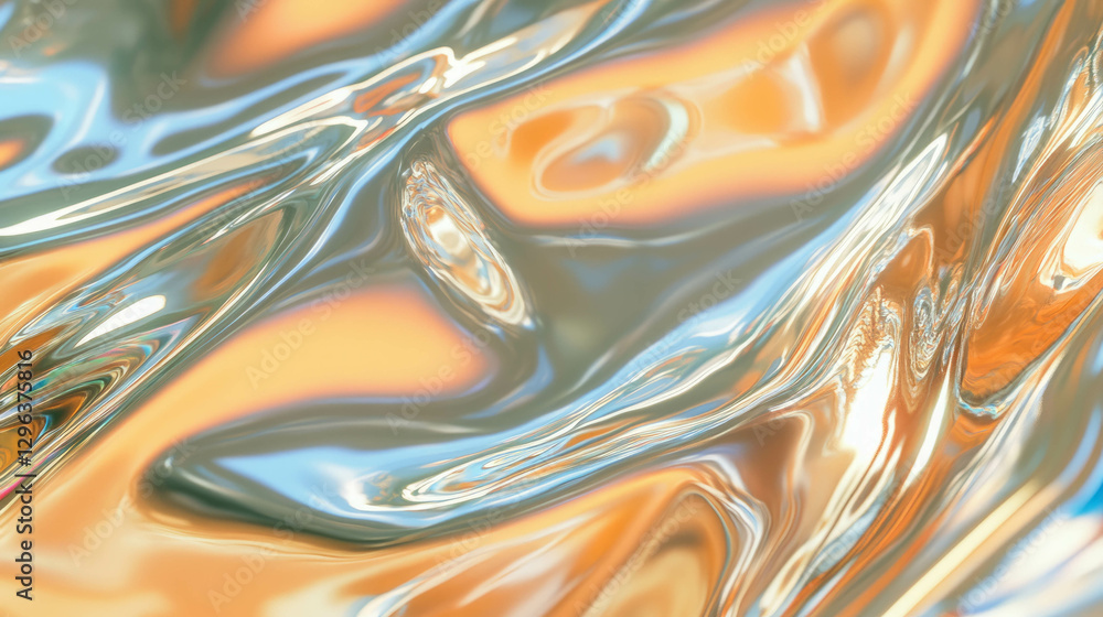 Poster abstract liquid metal droplets background with reflective texture for design
