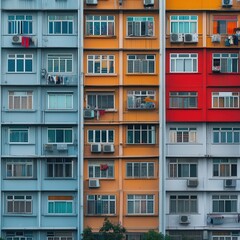 Fototapeta premium a residential building in Bangkok, the urban surroundings bustling with energy and life