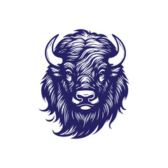 Bison Face Sketch Logo