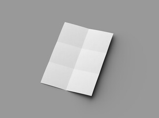 3d rendered image of a A4 sheet with square bends isolated on a light grey background