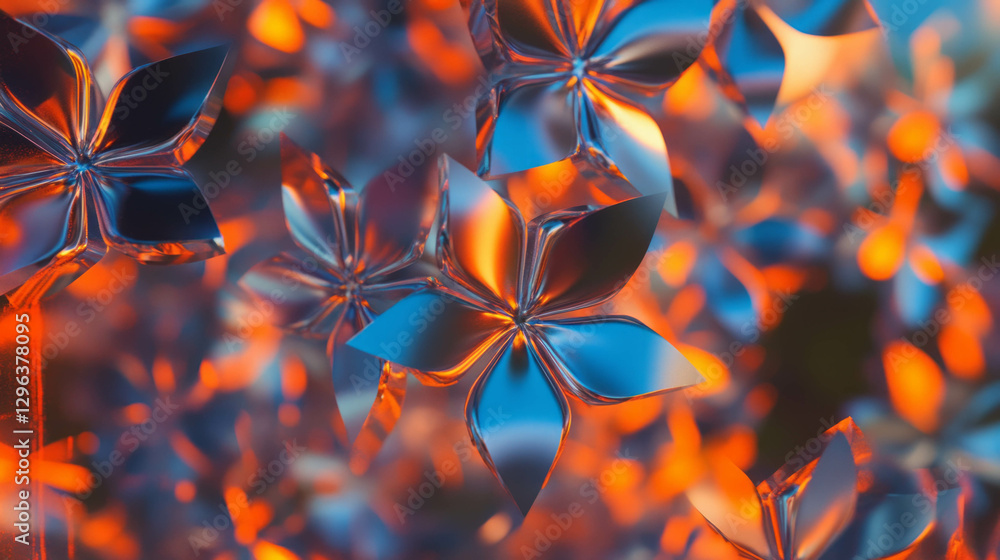 Aufkleber abstract metallic floral pattern with sharp edges and vibrant colors