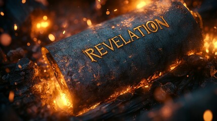 Ancient Scroll with the Word REVELATION in Golden Letters
