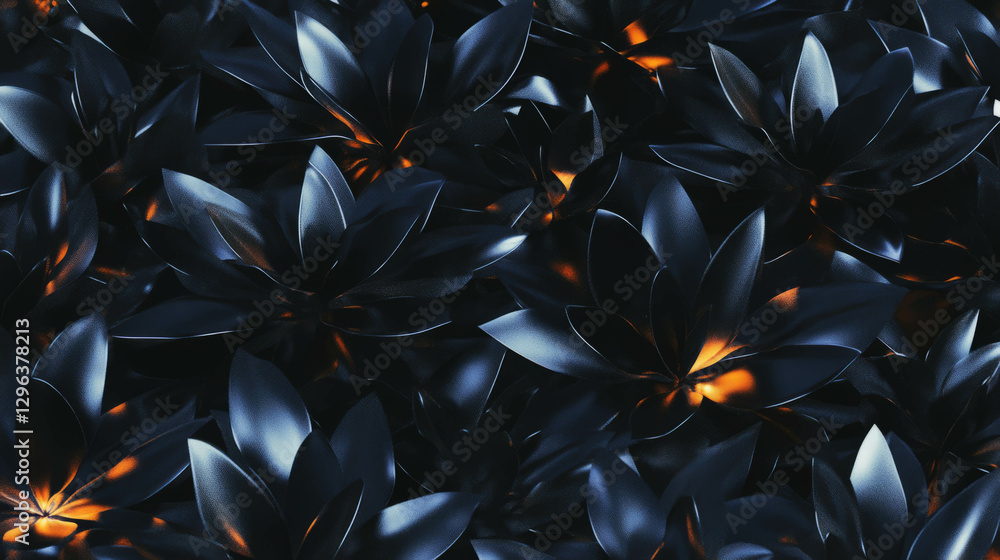 Poster abstract metallic flowers background with sharp edges for artistic design