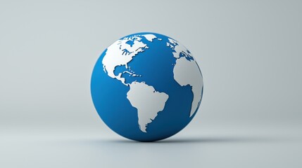 Fototapeta premium Simple Blue 3D Globe, World Map, Earth