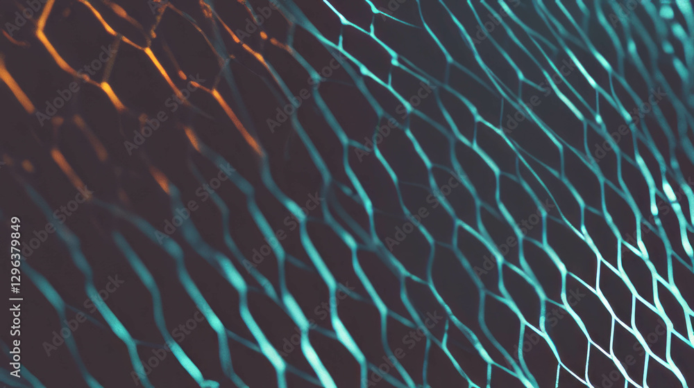 Poster Abstract metal mesh with sharp edges and geometric patterns for background design